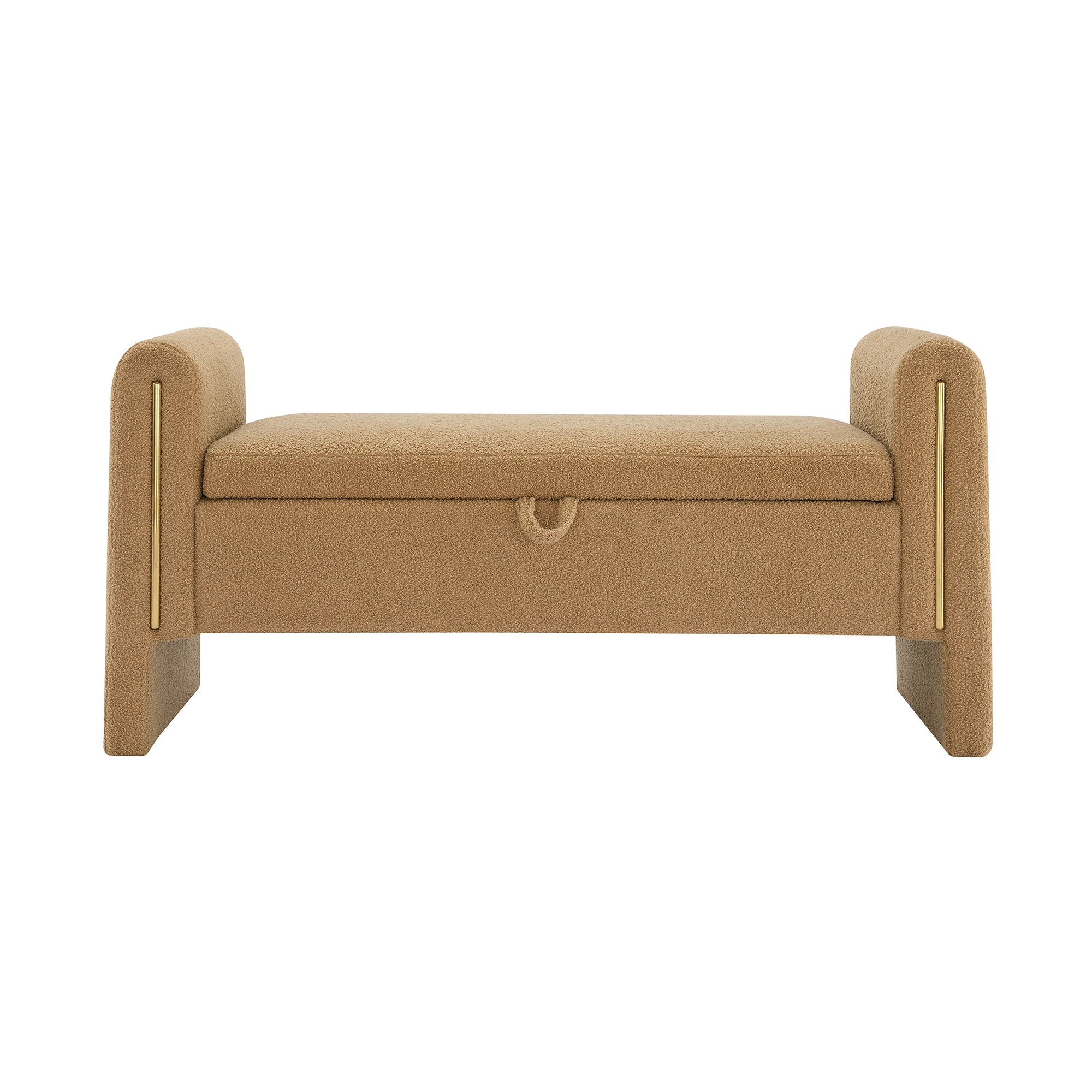 Modern Teddy Upholstered Large Bed End Bench With Arms And Storage