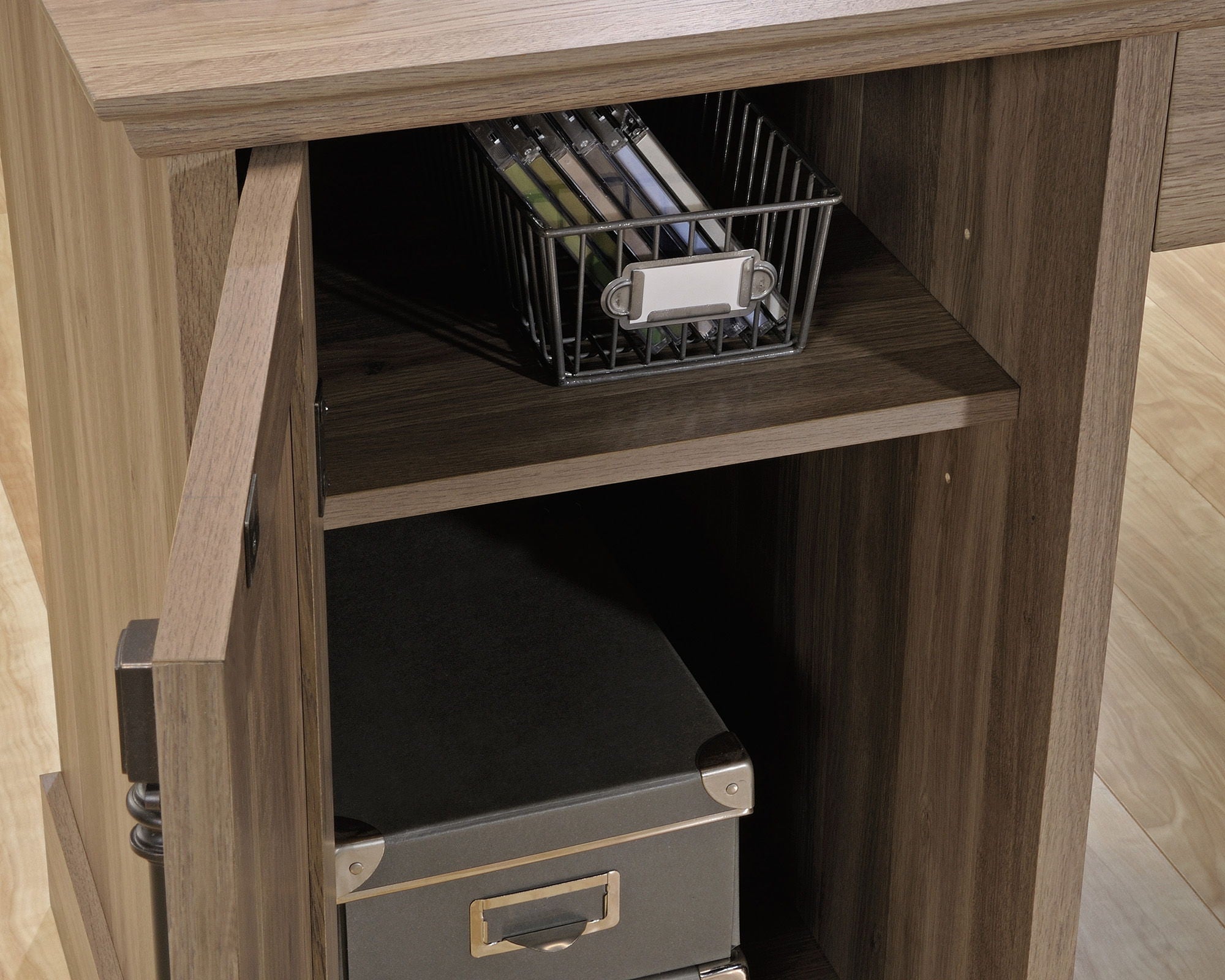 L-Shaped Desk in Salt Oak