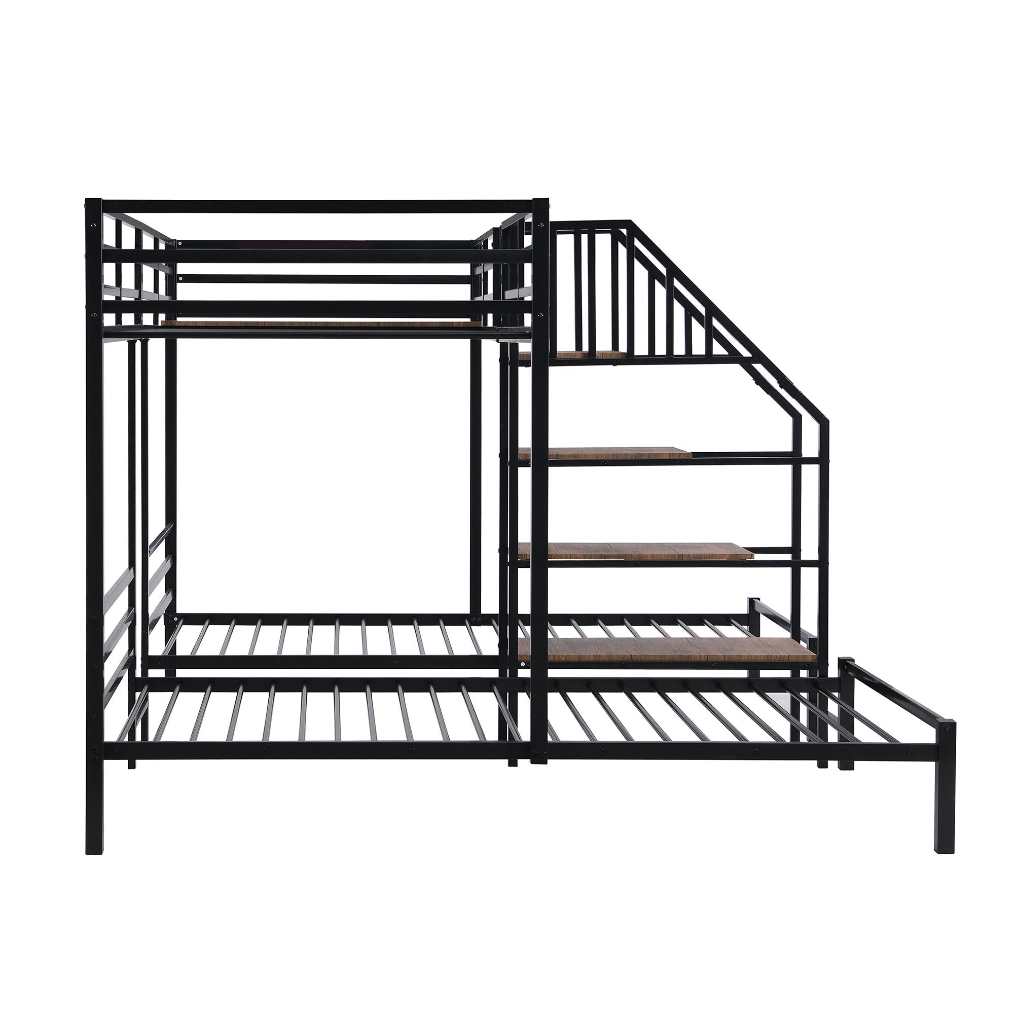 Metal Bunk Bed With Storage Shelves Staircase