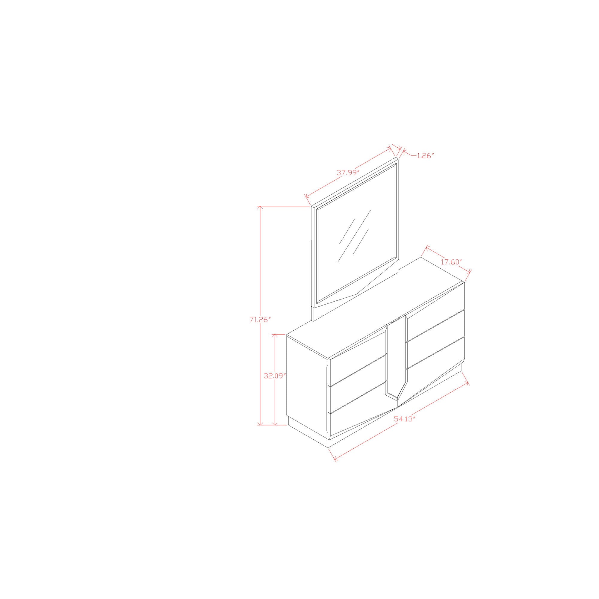 Vios - Zebra High Gloss Dresser - White