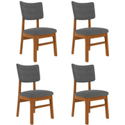 Dining Chairs (Set of 4), Wooden Dining Chair Armless, Mid Century Modern Upholstered Seat Cushion Dining Room Chair For Home Kitchen Dining Room Restaurant - Brown / Gray