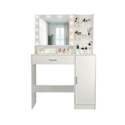 Vanity Desk With Mirror And Adjustable LED Lights, 3 Lighting Modes, Drawer And Storage Cabinet - White