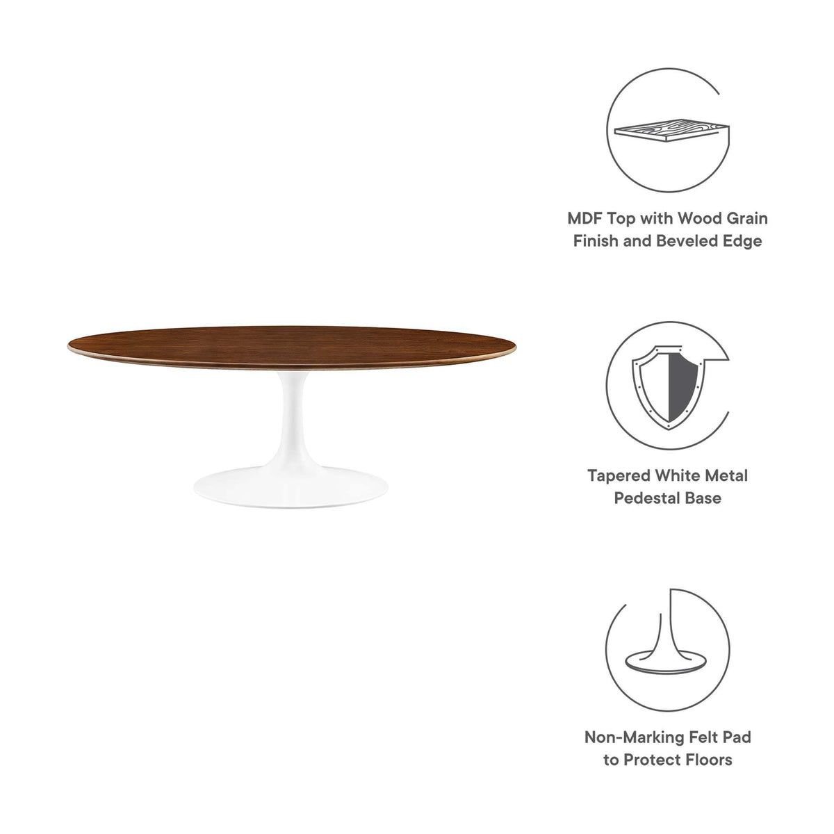 Lippa 48" Oval Wood Coffee Table by Modway