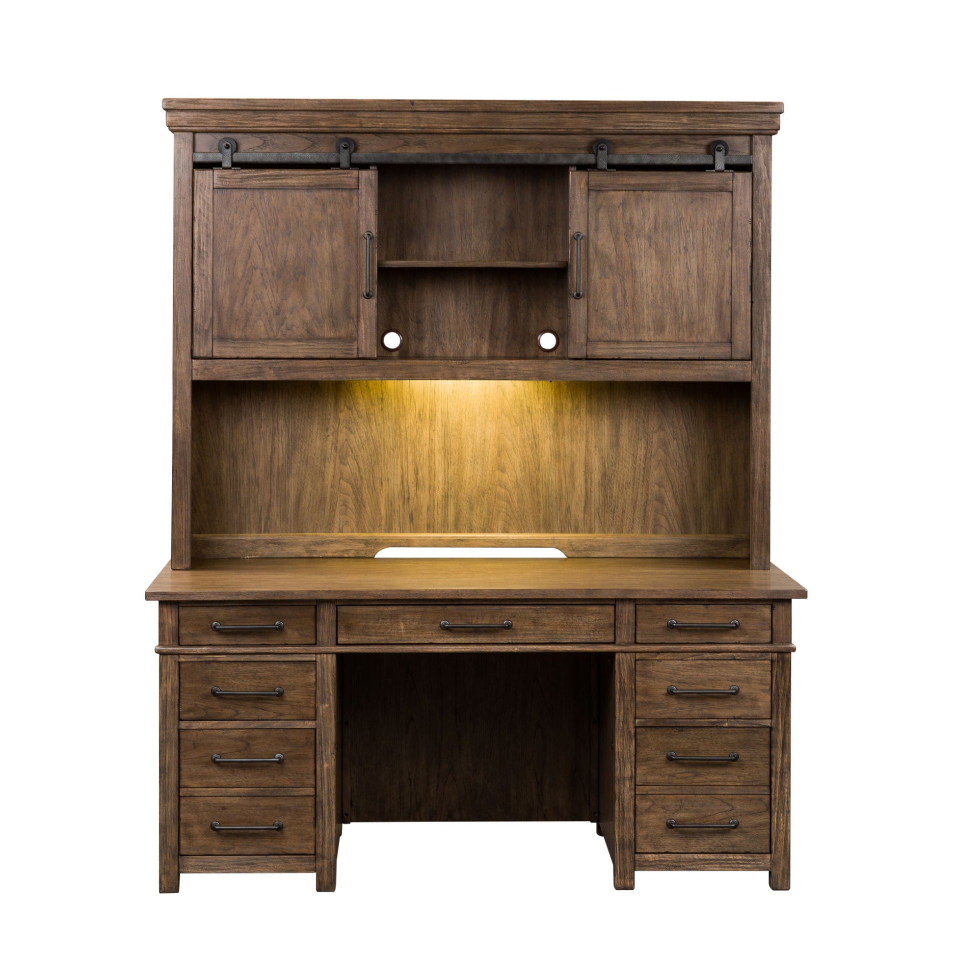 Liberty Furniture Sonoma Road - Credenza & Hutch - Light Brown | Meri Furniture