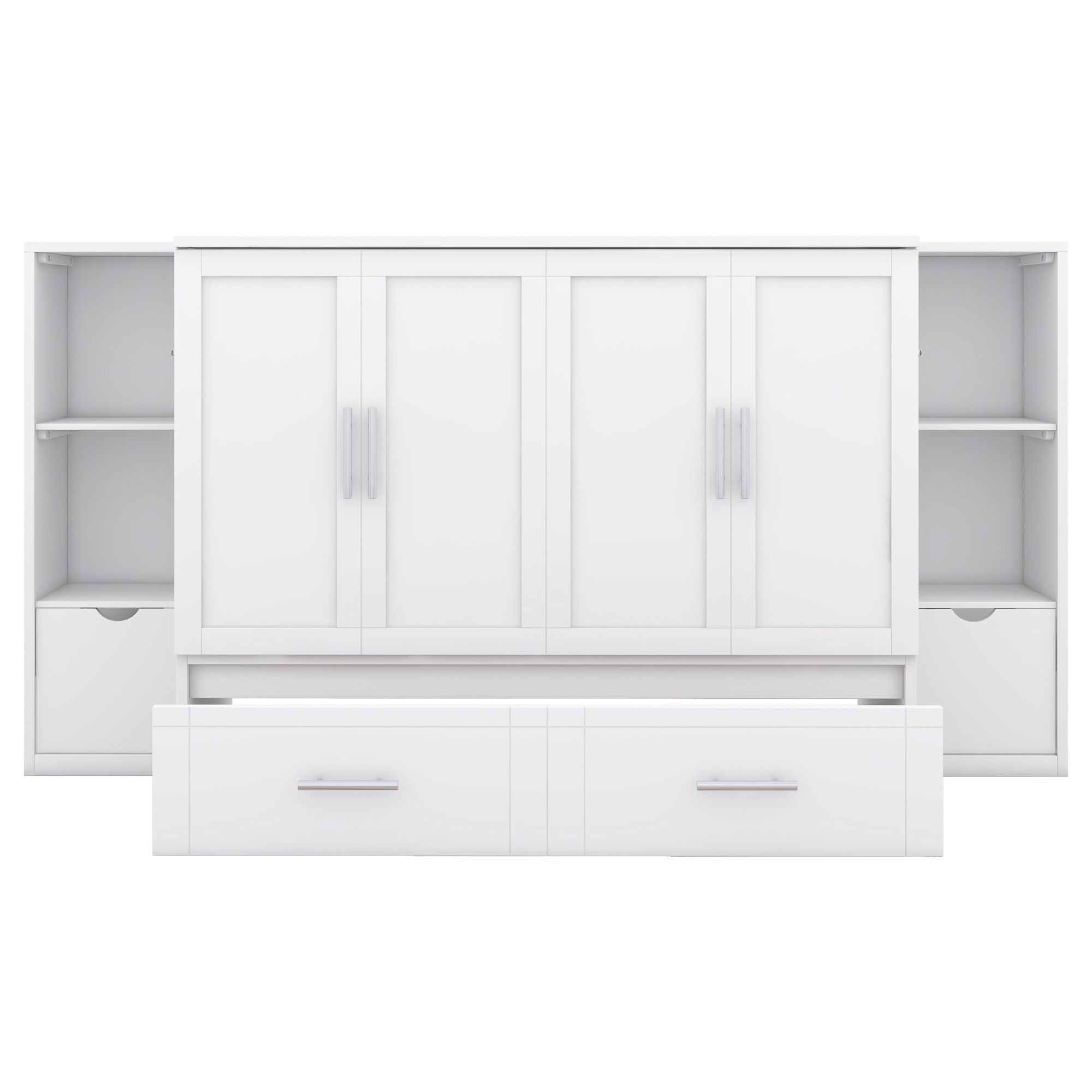 Murphy Bed With Shelves, Drawers And USB Ports