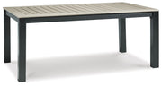 Signature Design by Ashley® Mount Valley - Black / Driftwood - Rect Dining Table W/Umb Opt | Meri Furniture