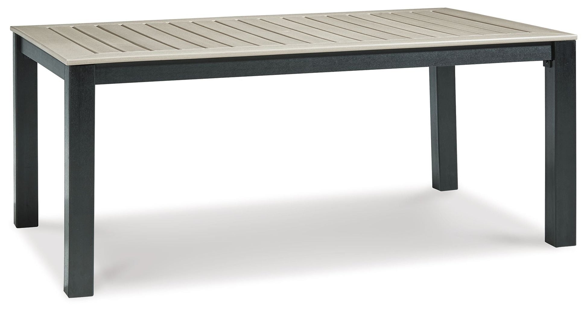 Signature Design by Ashley® Mount Valley - Black / Driftwood - Rect Dining Table W/Umb Opt | Meri Furniture