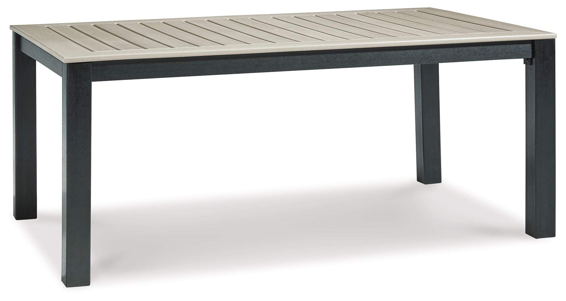 Signature Design by Ashley® Mount Valley - Black / Driftwood - Rect Dining Table W/Umb Opt | Meri Furniture