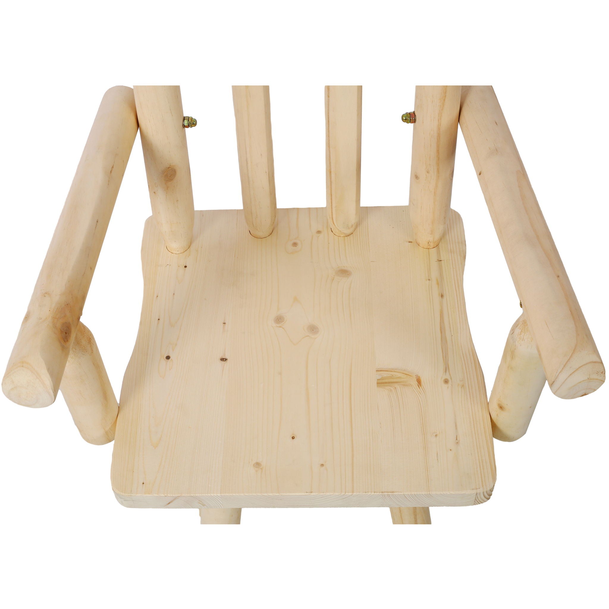 Rustic Bar Stool, Fir Wood Construction, Wide Armrest