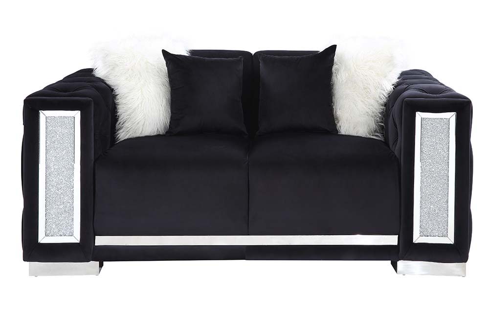 ACME Trislar - Loveseat - Black Velvet | Meri Furniture