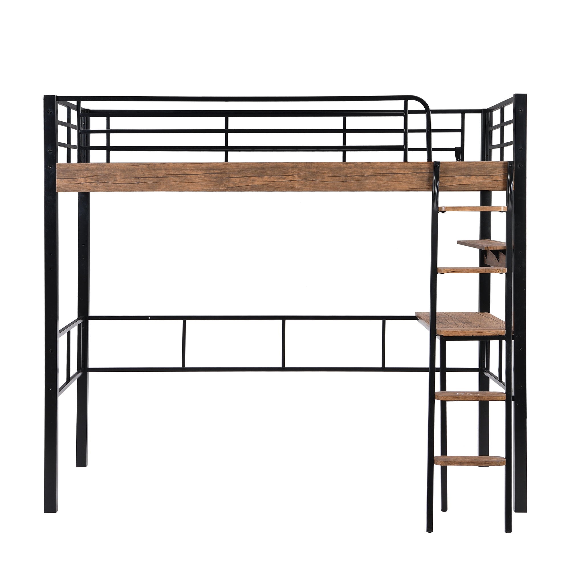 Loft Bed With Built In Desk, Storage Shelf And Ladder