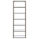 Kate - 5-Shelf Glass Bookshelf - Black Nickel