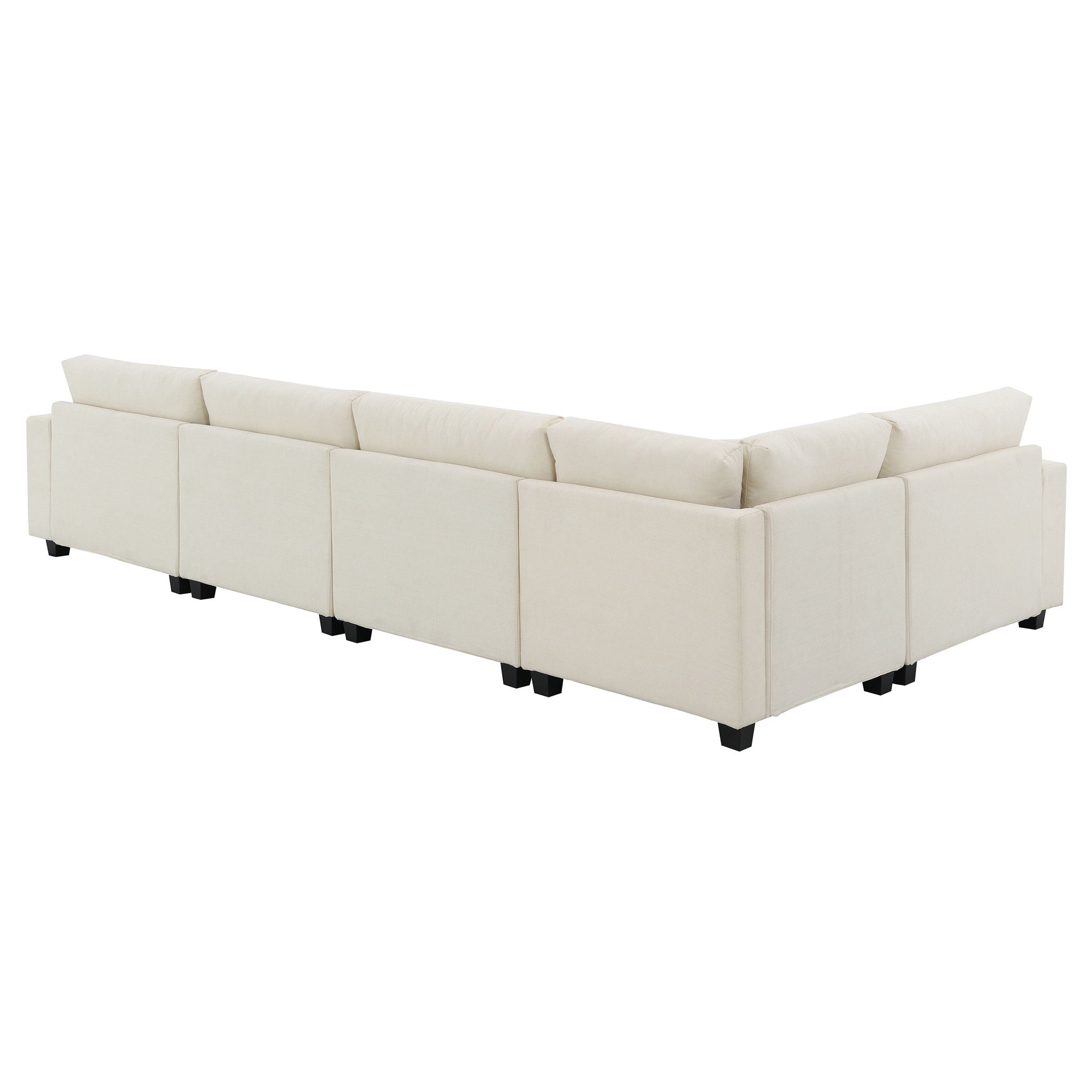 U Shaped Sectional Sofa 6 Seat Couch Set With Oversized Ottoman, Hidden Armrest Storage And Cup Holders USB Charging Ports Wide Seat Sofa