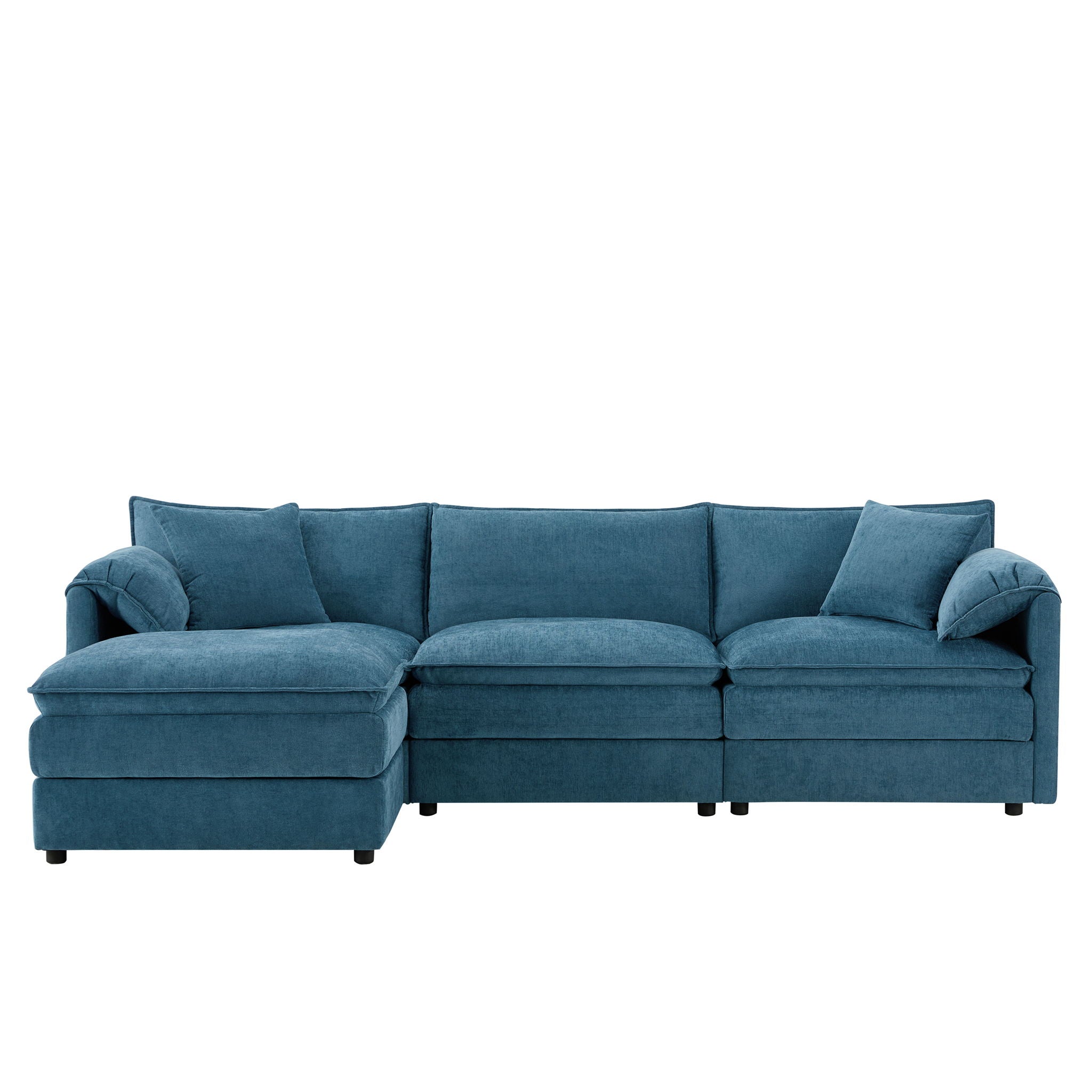 Modular Sectional With Deep And Wide Seat, Cloud Couch Set With Double Cushions Sofa With Movable Ottoman