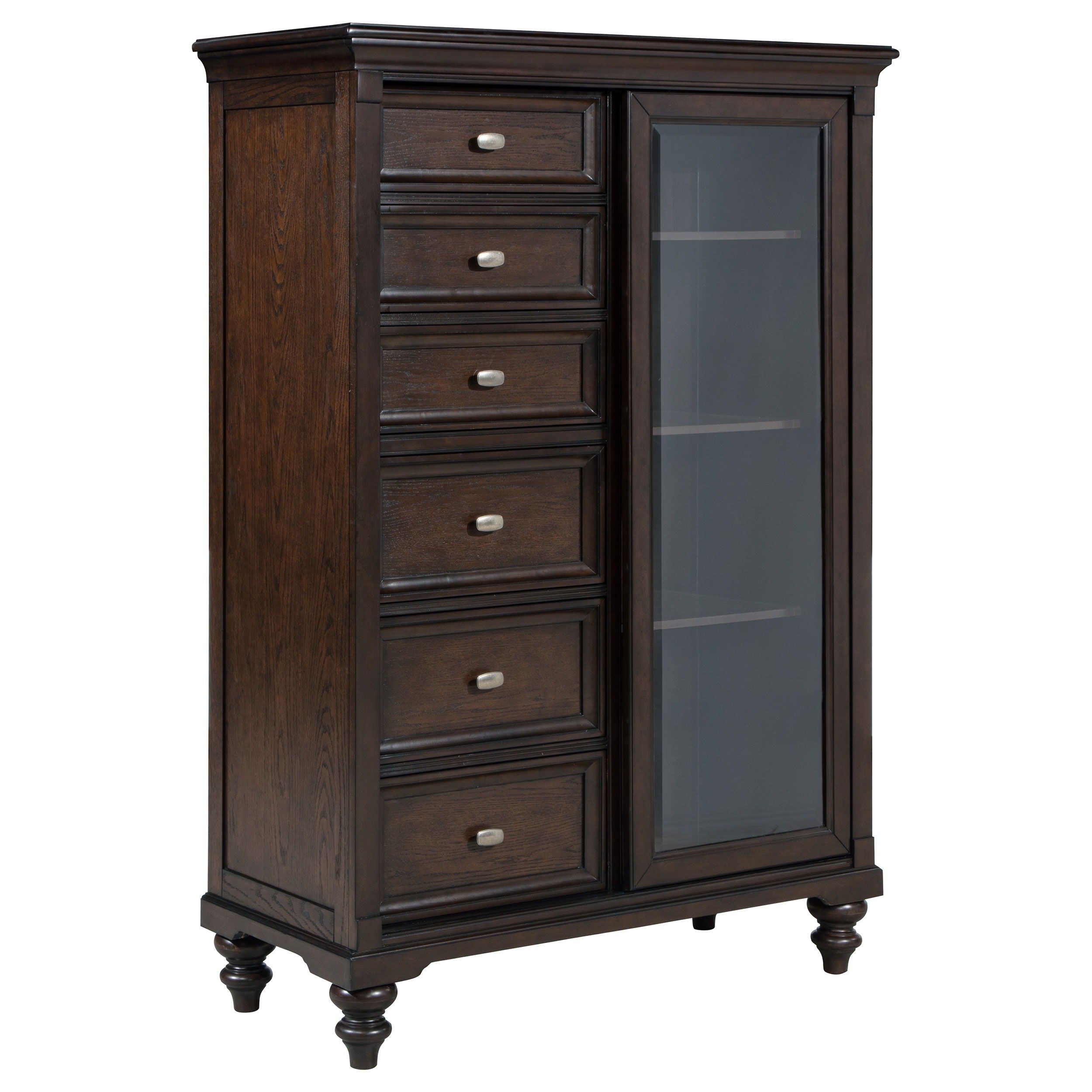 Coaster Fine Furniture Andover - 6-Drawer Tempered Glass Door Chest - Dark Oak | Meri Furniture