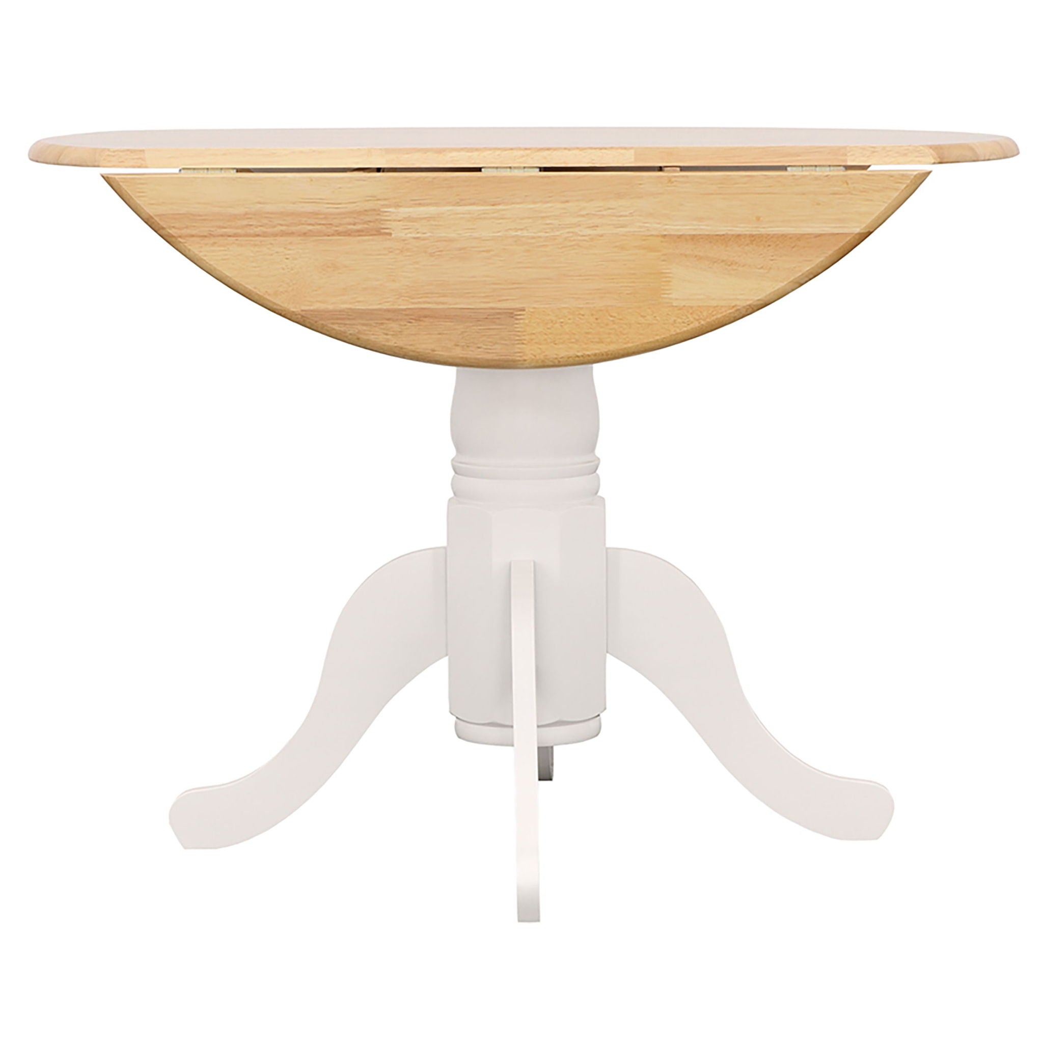 Round Dining Table With Drop Leaf Pedestal Base, Expandable Top - Natural