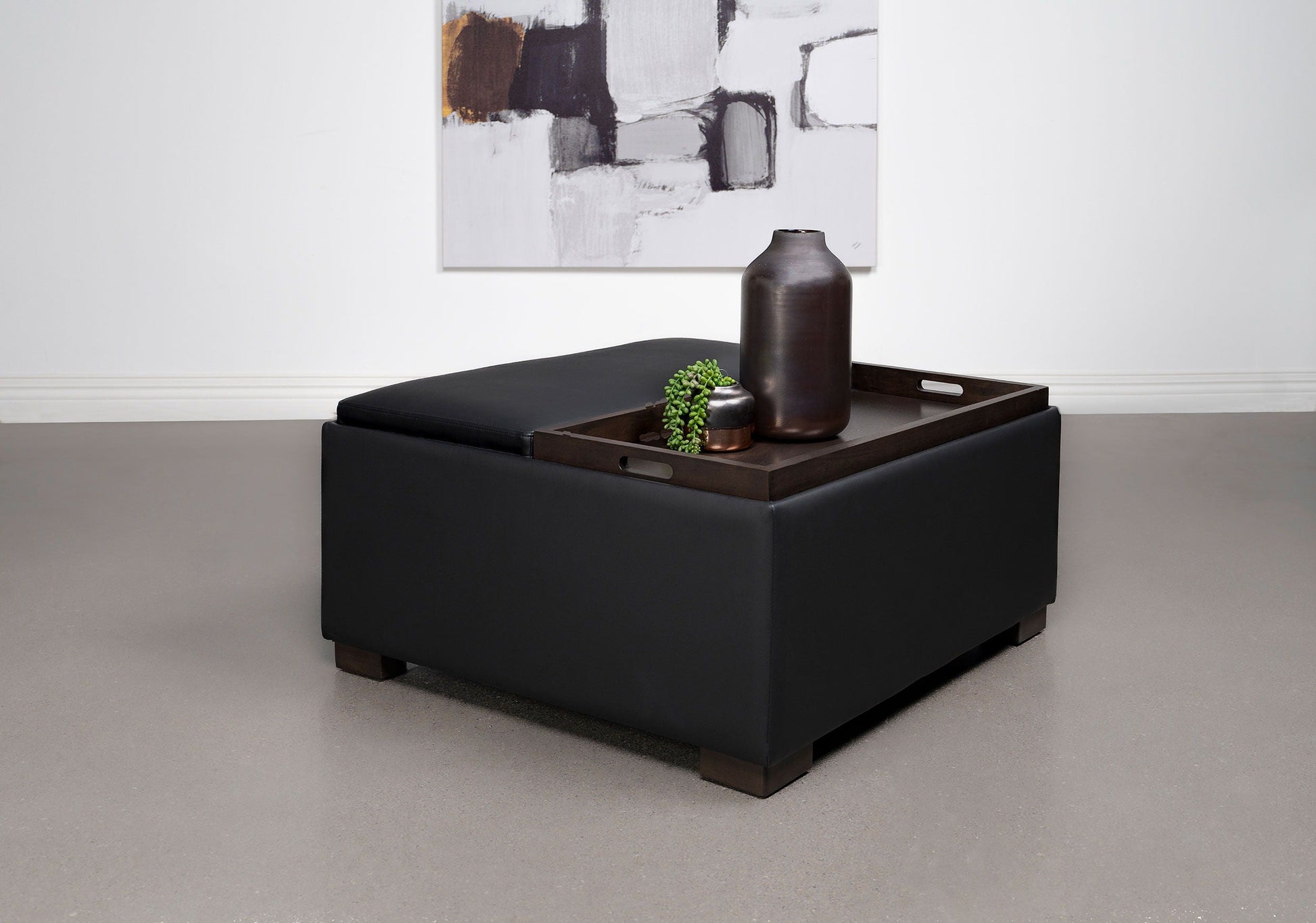 Coaster Fine Furniture Paris - Upholstered Storage Ottoman With Tray - Black | Meri Furniture