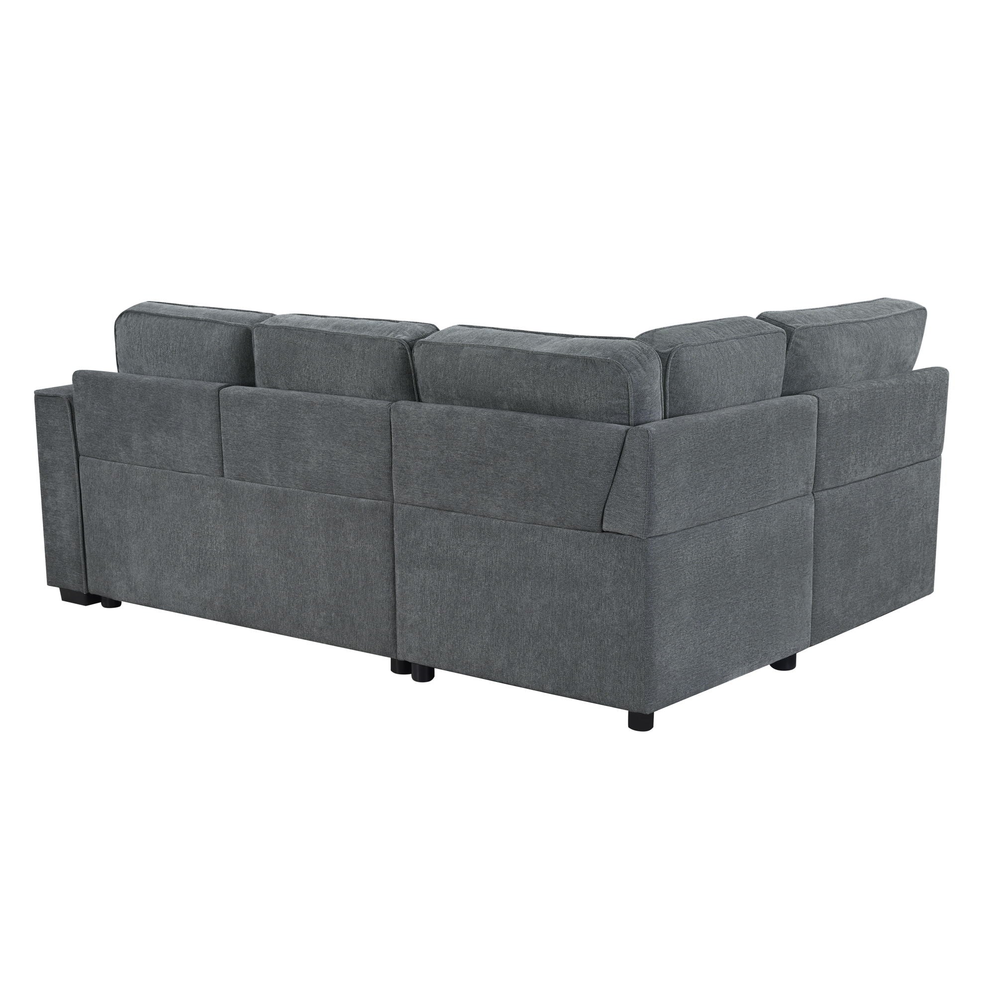 Convertible Sectional L-Shaped Sofa With Dual Pull-Out Sleepers, Flip-Top Table, USB Ports, Cup Holder & Storage