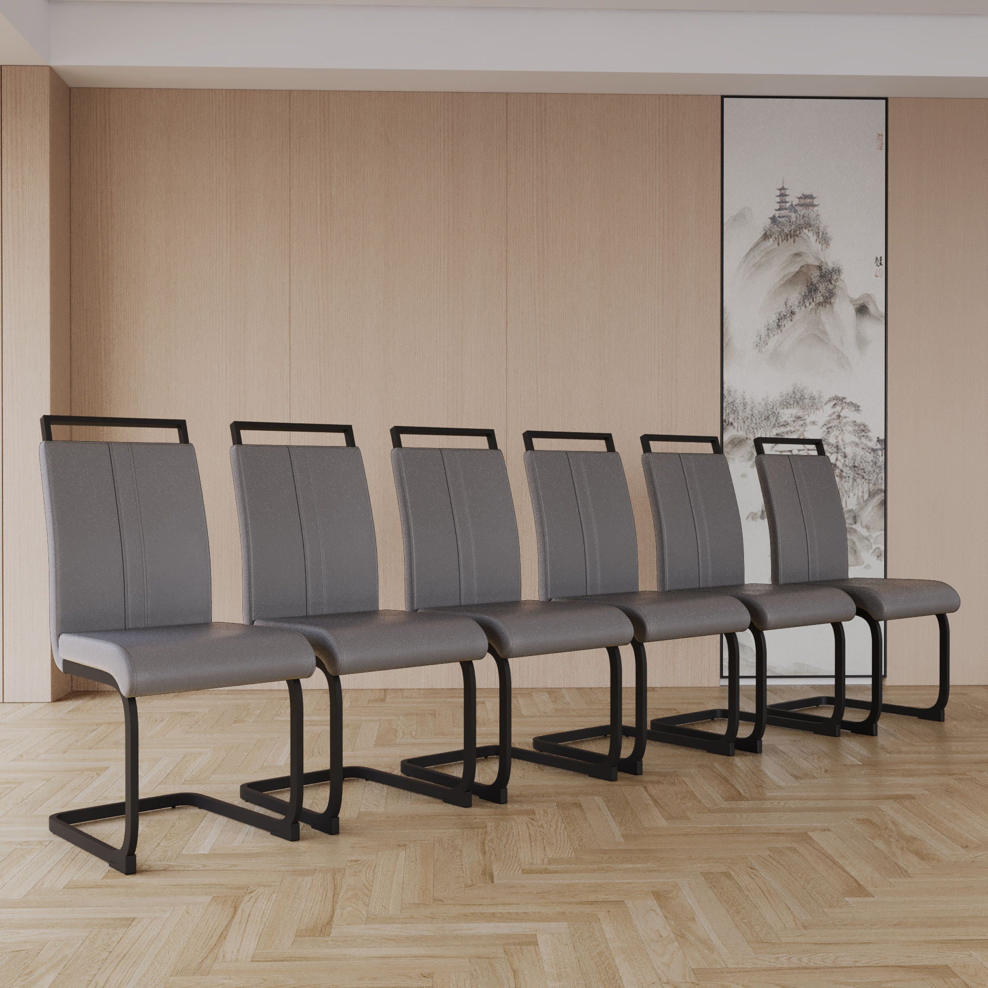 Modern Dining Chairs With High Back Upholstered Design Metal Legs