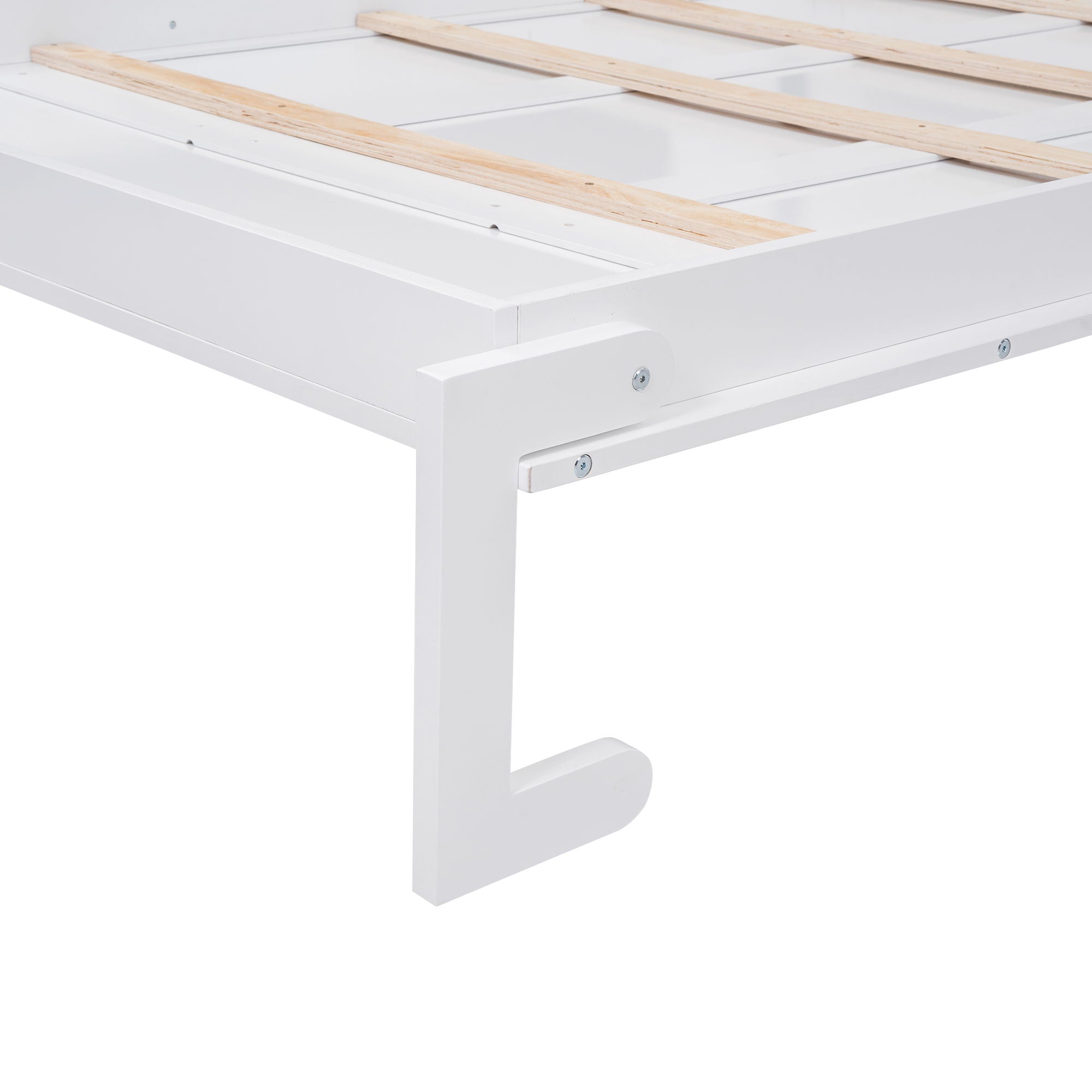 Full Size Murphy Bed With Multiple Storage Shelves And A Cabinet - White