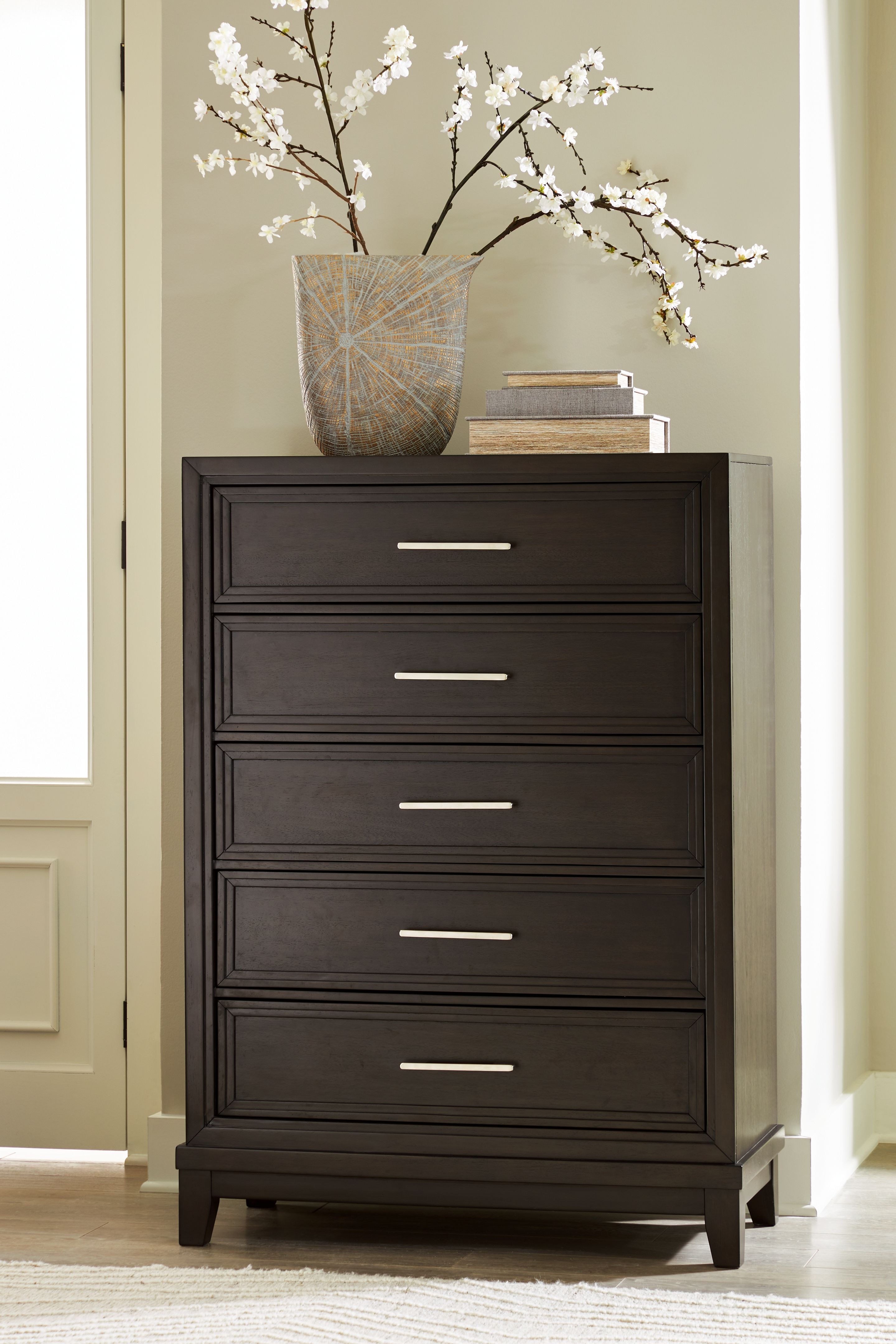 Signature Design by Ashley® Neymorton - Dark Grayish Brown - Five Drawer Chest | Meri Furniture