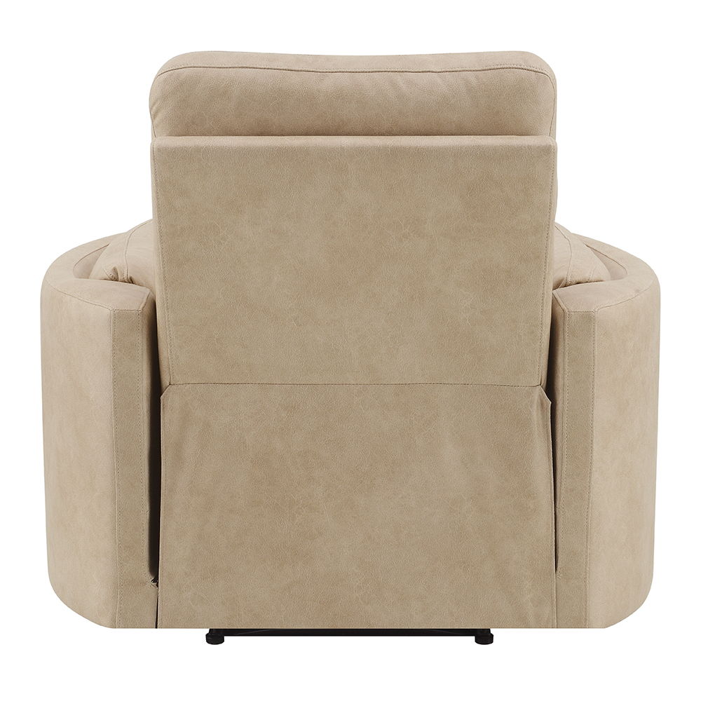 Elison - Motion Glider Recliner With Swivel - Dark Beige Polish Microfiber