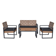 4 Piece Patio Furniture Set With Acacia Wood Table Top And Cushions