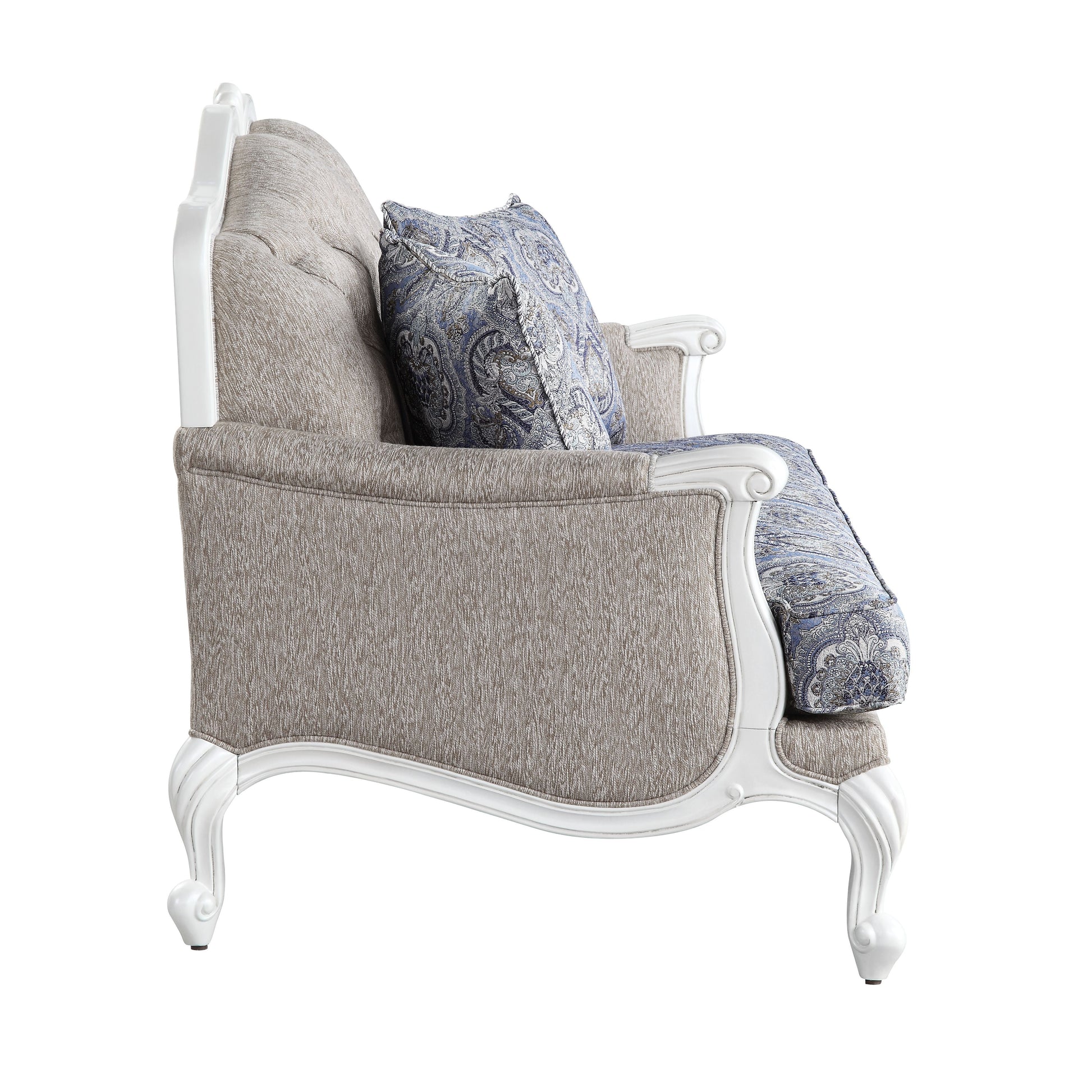 ACME Ciddrenar - Loveseat - Fabric & White Finish | Meri Furniture