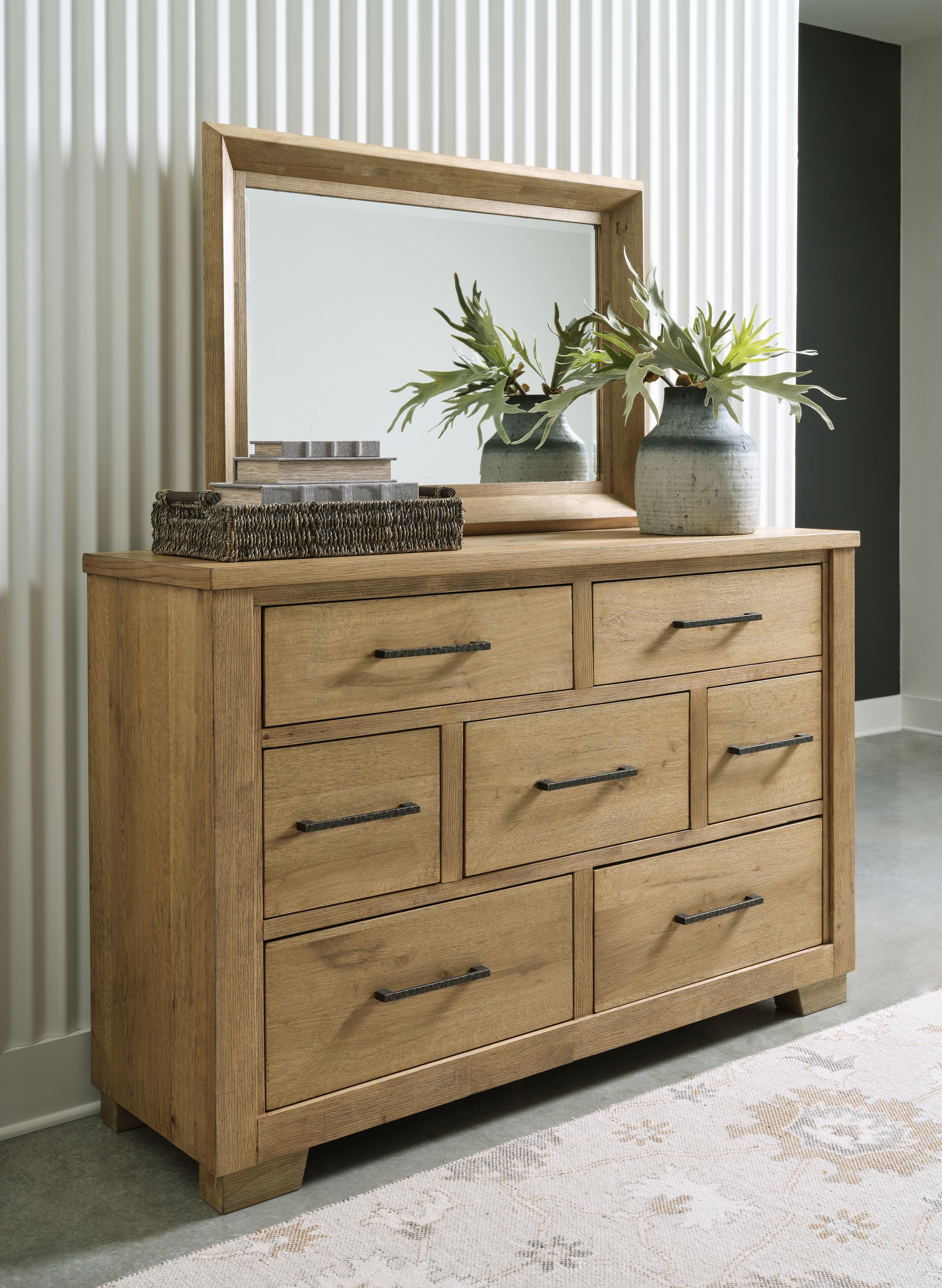 Signature Design by Ashley® Galliden - Light Brown - Dresser And Mirror | Meri Furniture