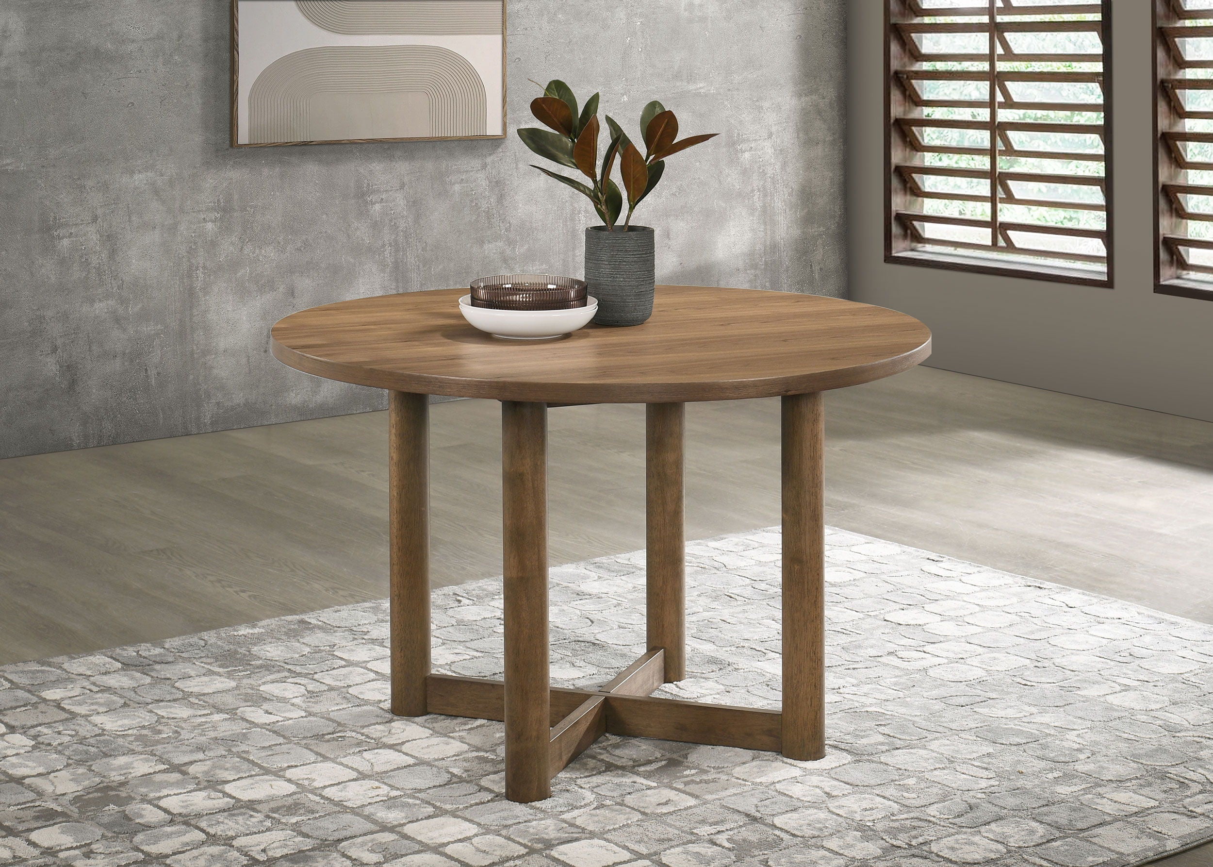 Coaster Fine Furniture Crestmore - Round Wood Dining Table - Walnut | Meri Furniture