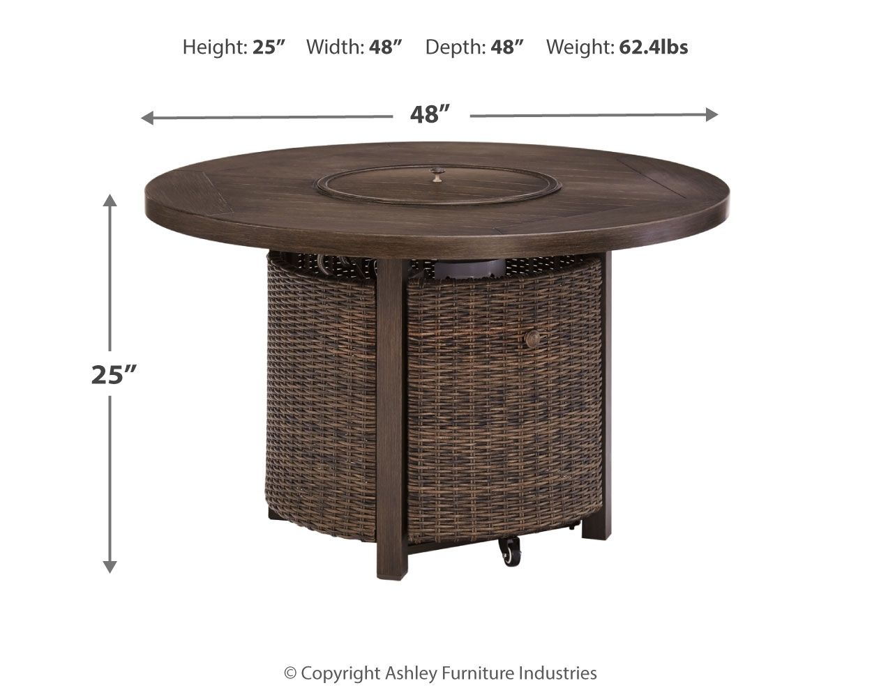 Ashley Furniture Paradise - Medium Brown - Round Fire Pit Table | Meri Furniture