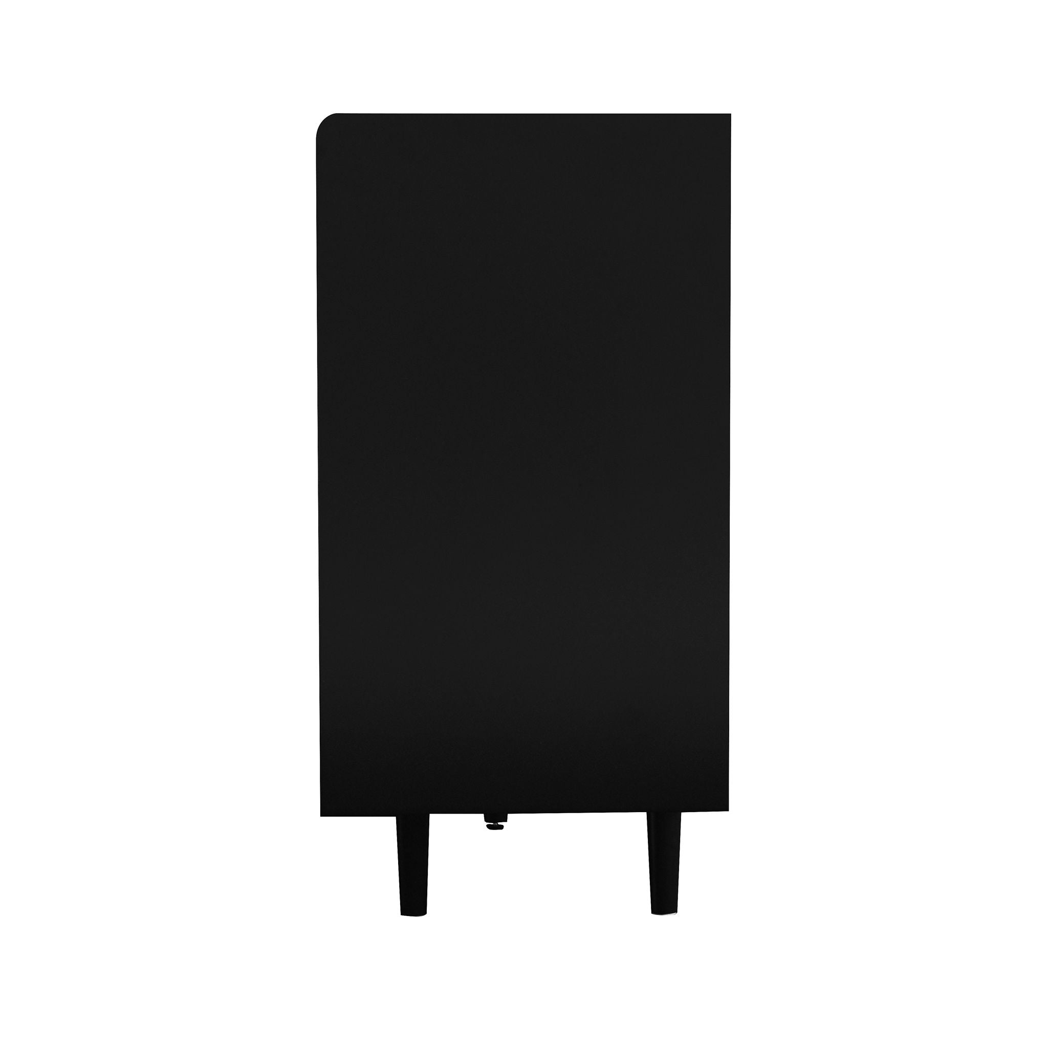 Modern Sideboard Buffet Cabinet With Red Doors And Unique Panel Styling