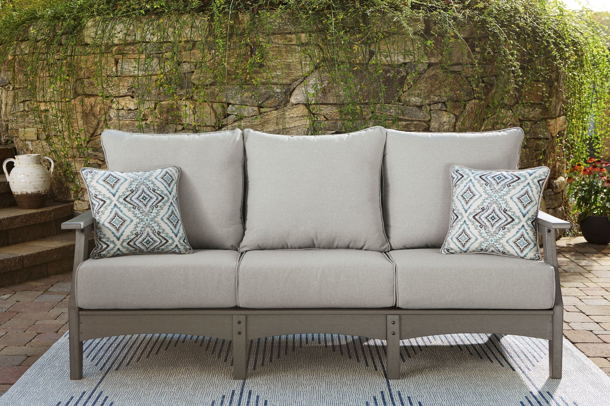 Signature Design by Ashley® Visola - Gray - Sofa With Cushion | Meri Furniture
