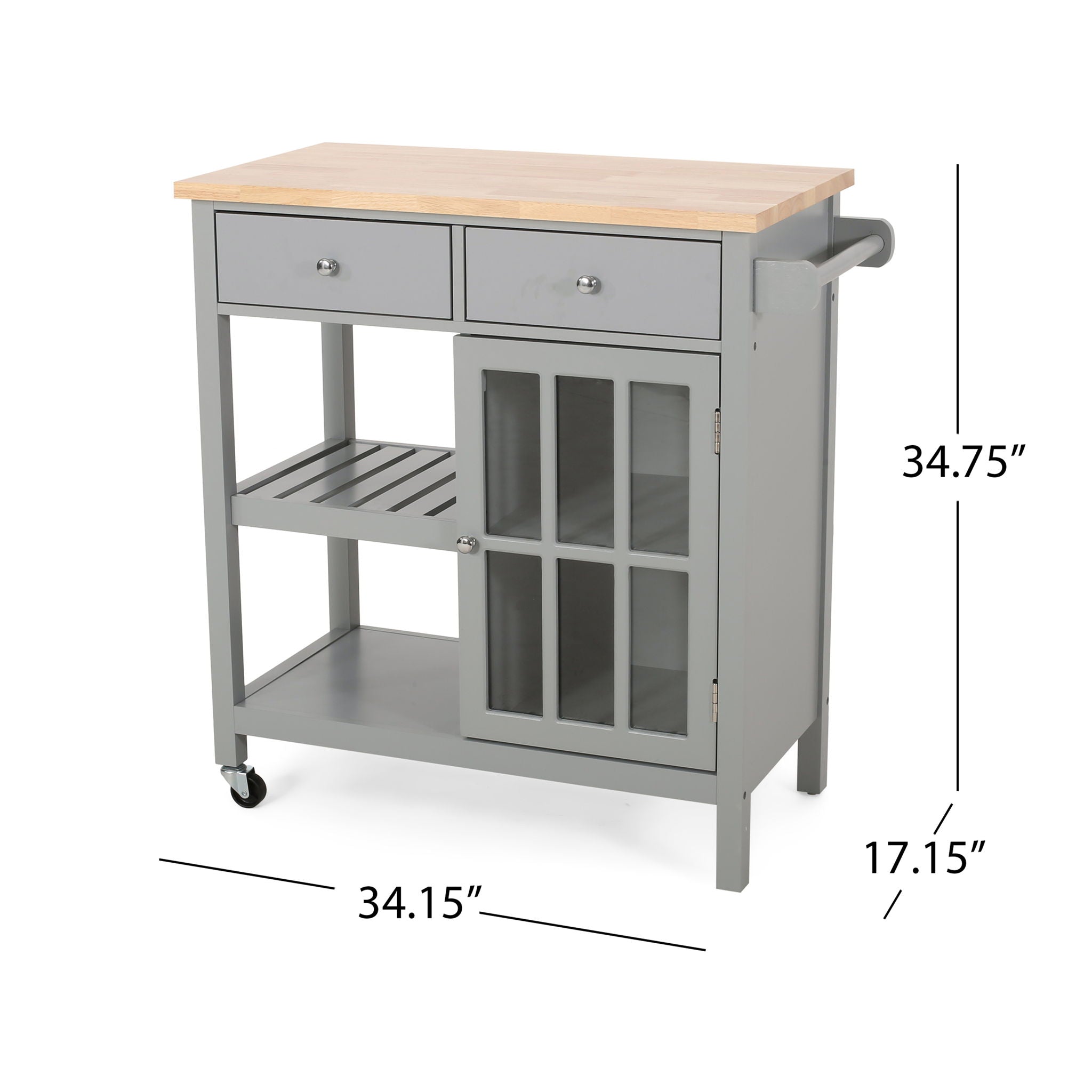 Aidah - Contemporary Kitchen Cart With Wheels - Gray
