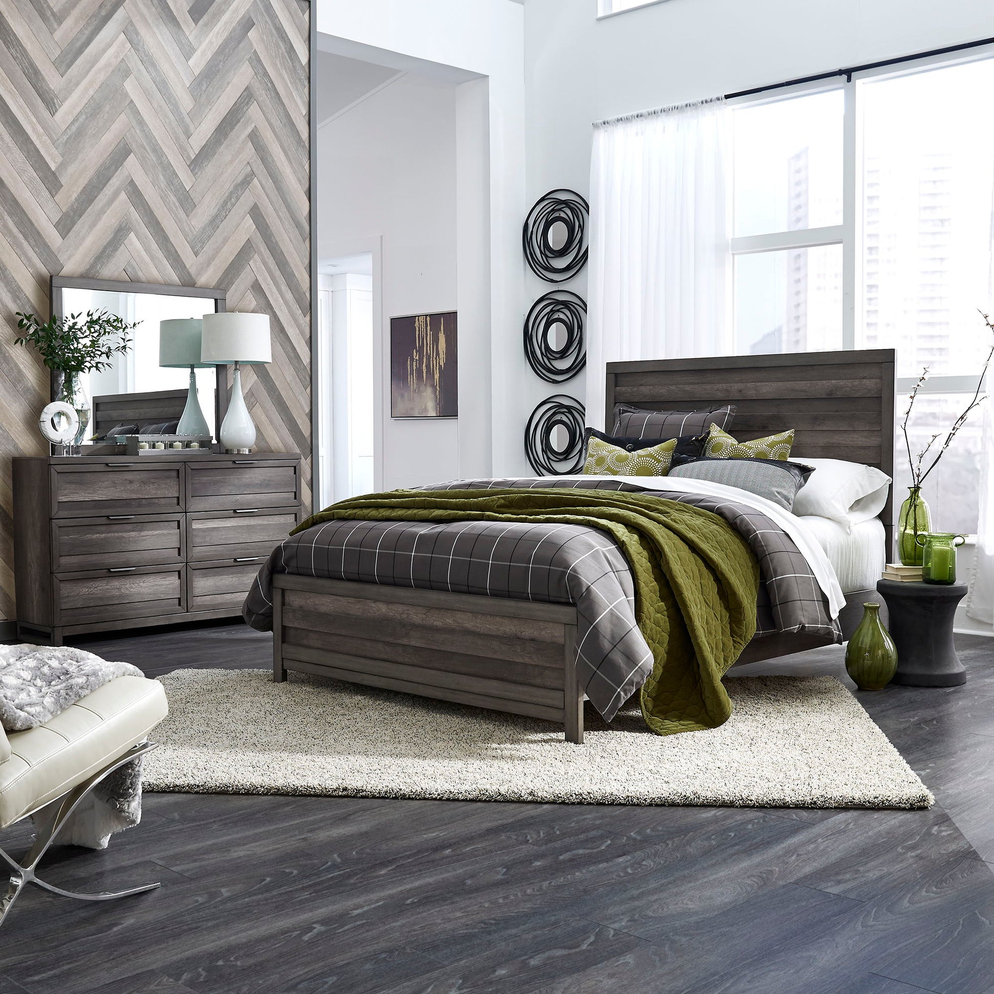 Liberty Furniture Tanners Creek - Panel Bed, Dresser & Mirror | Meri Furniture