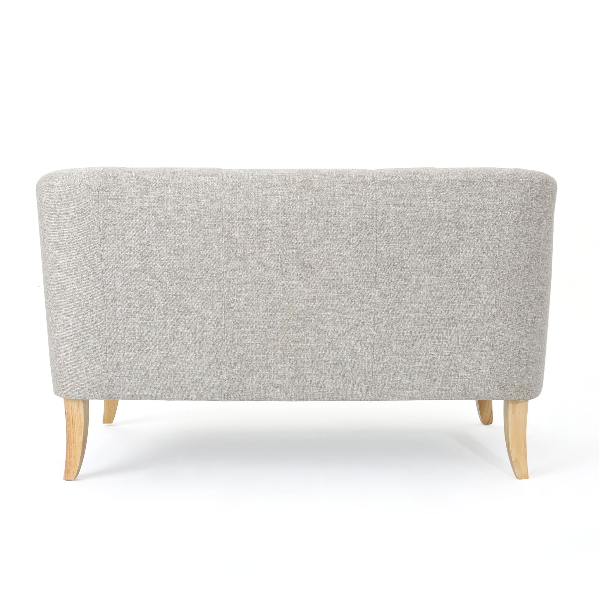 Mid Century Modern Loveseat With Polyester Upholstery And Birch Wood Frame - Beige
