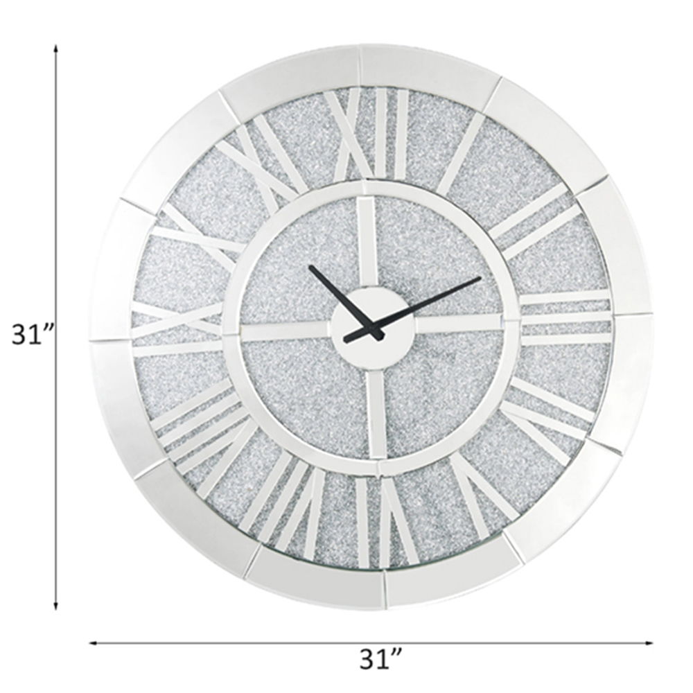Noralie - Wall Clock - Mirrored & Faux Diamonds