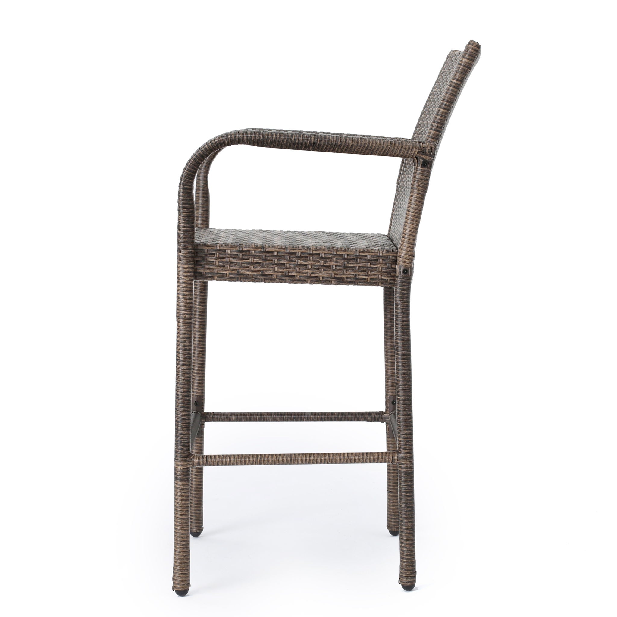 Outdoor Wicker Barstools With Rattan And Iron Frame