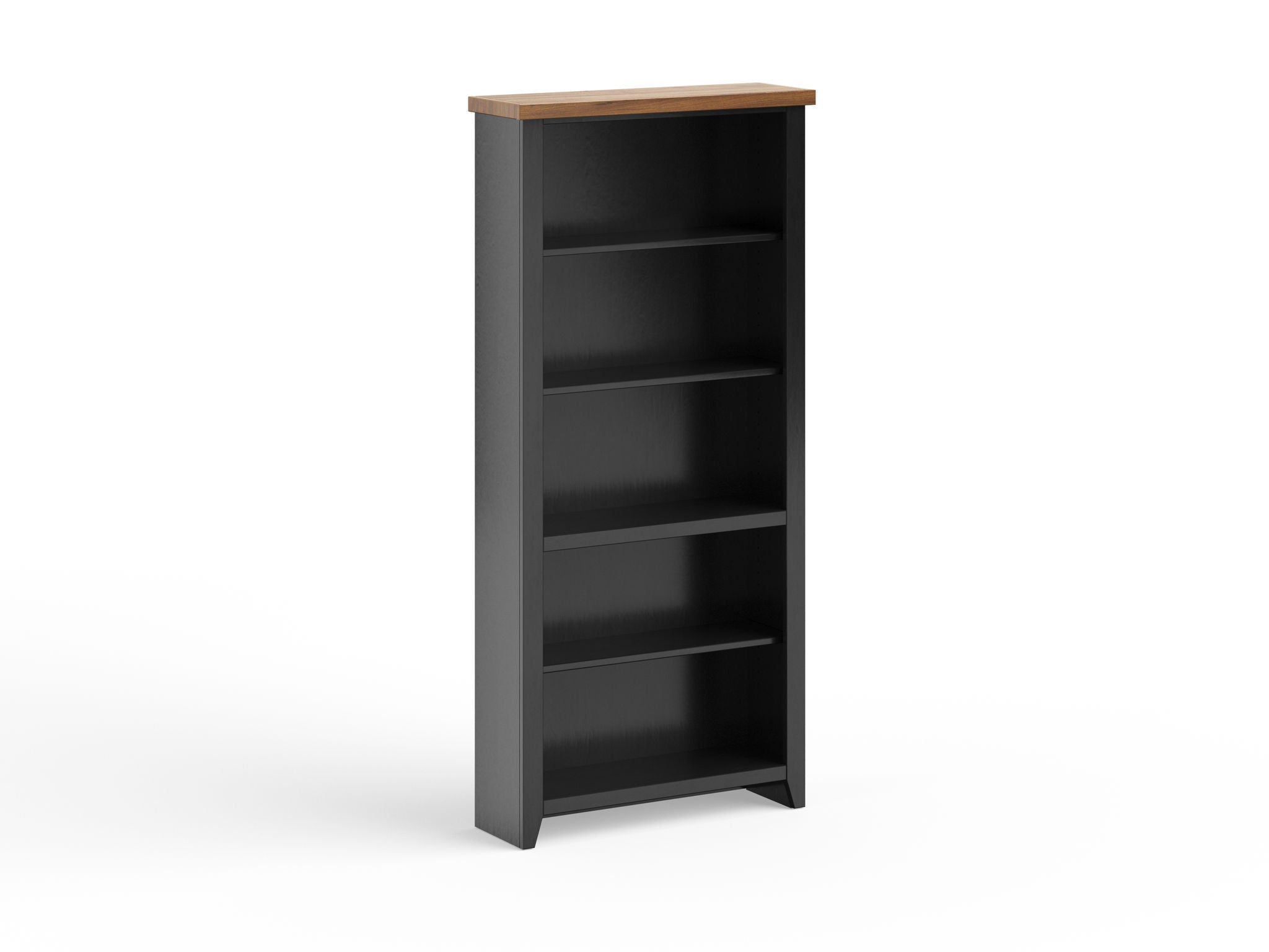 Essex - High 5 Shelf Bookcase - Black, Whiskey