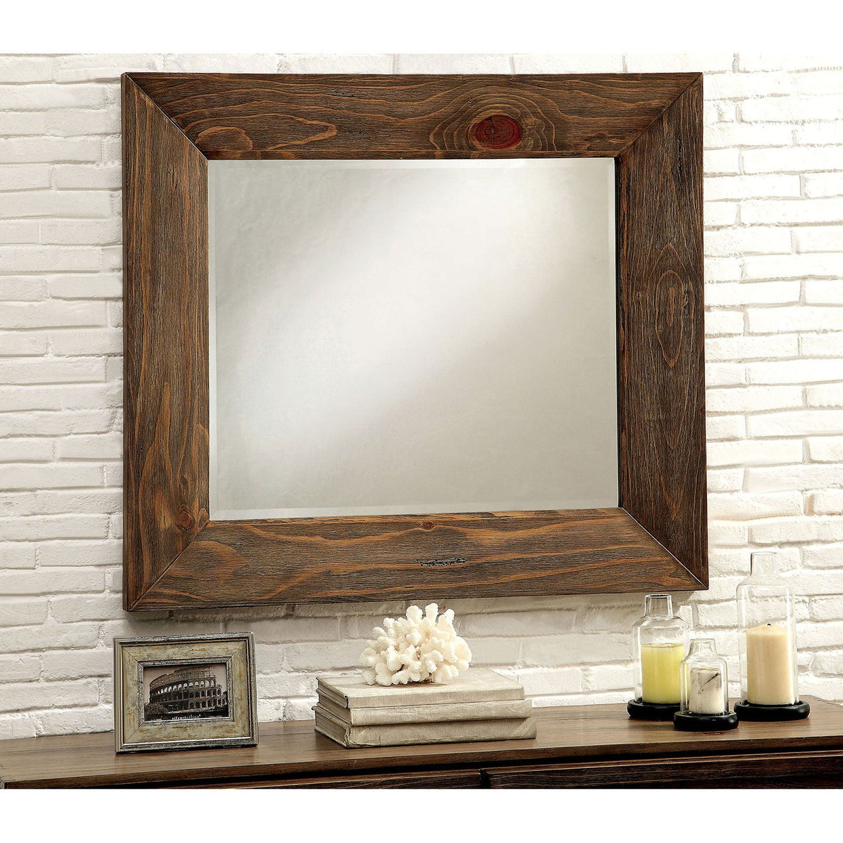 Furniture of America Coimbra - Mirror - Rustic Natural Tone | Meri Furniture