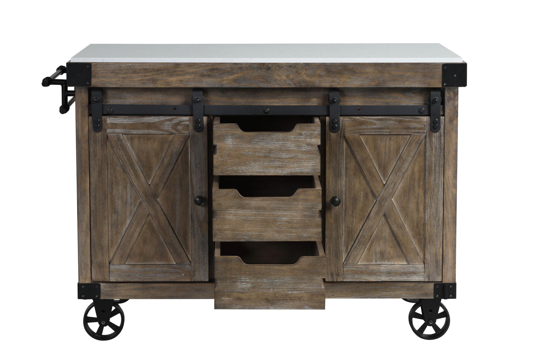 ACME Alforvott - Serving Cart - Marble & Weathered Gray Finish | Meri Furniture