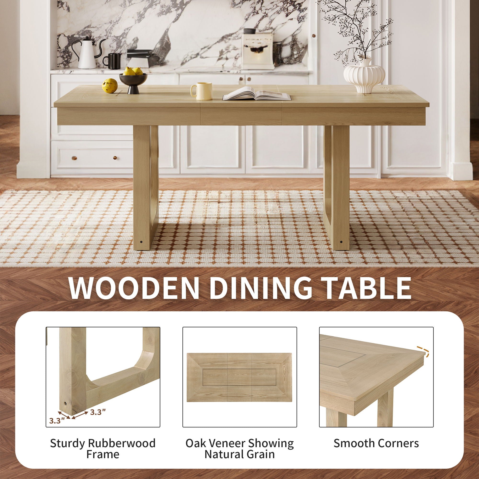 Extendable Dining Set, Farmhouse Extendable Table With Upholstered Chairs