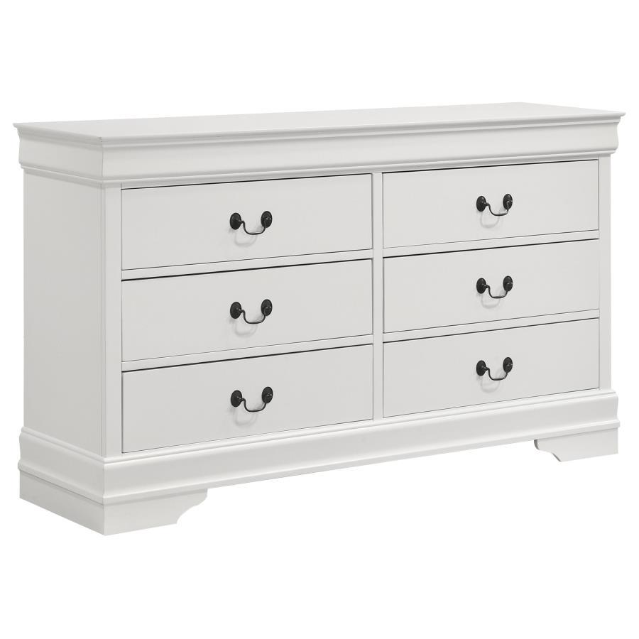 Coaster Fine Furniture Louis Philippe - 6 Drawer Dresser - White | Meri Furniture