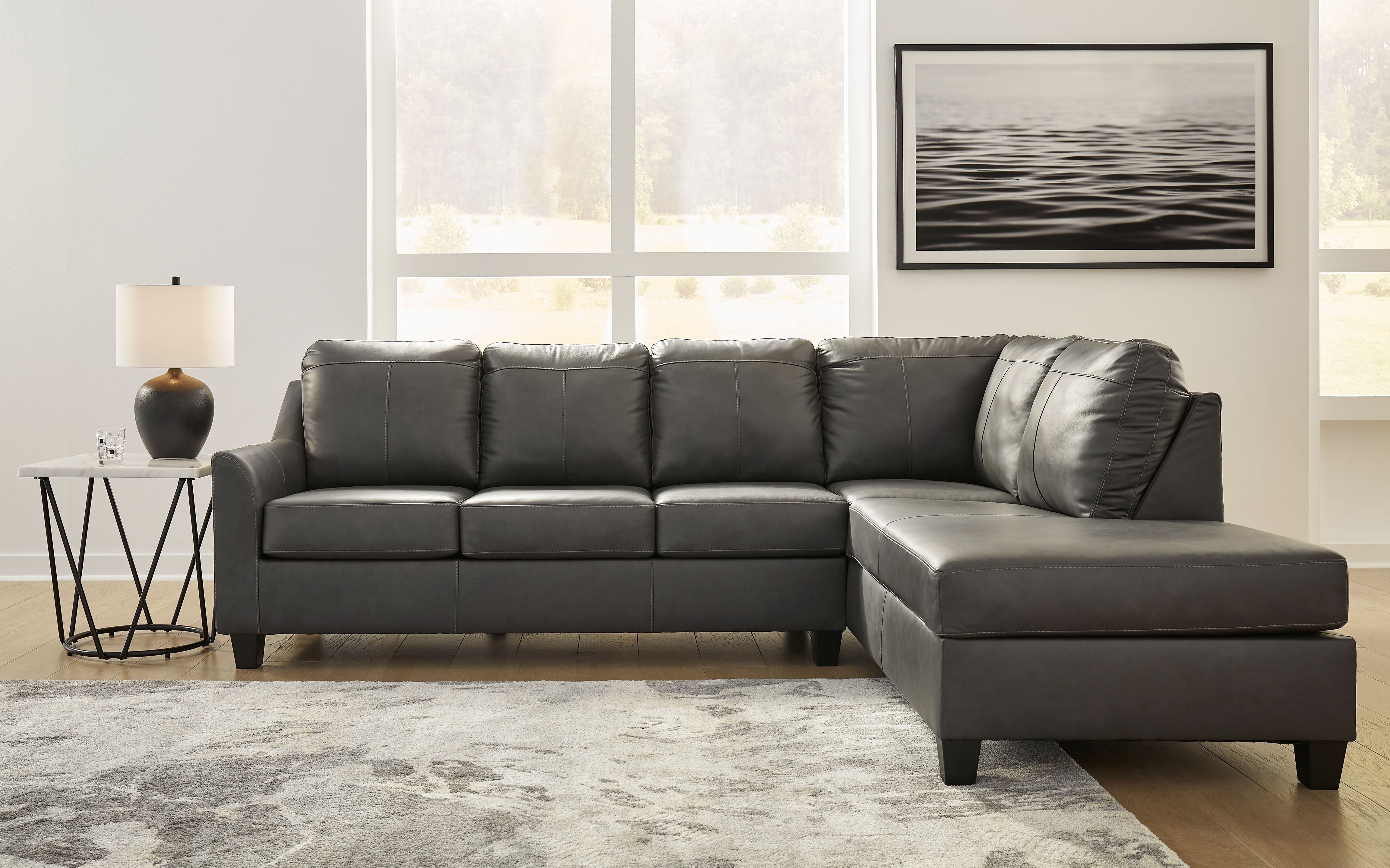 Signature Design by Ashley® Valderno - Fog - 2-Piece Sectional With Raf Corner Chaise | Meri Furniture
