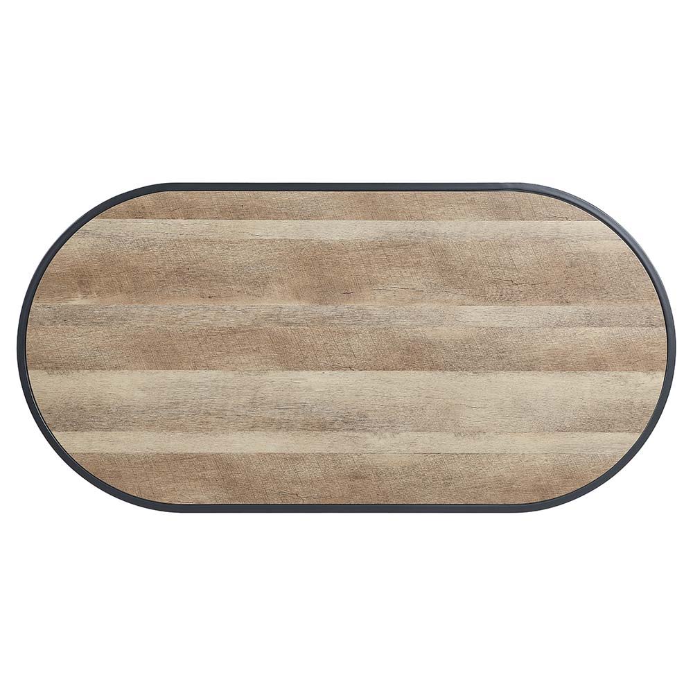 ACME Brantley - Coffee Table - Oak & Sandy Black Finish - Metal - 18" | Meri Furniture
