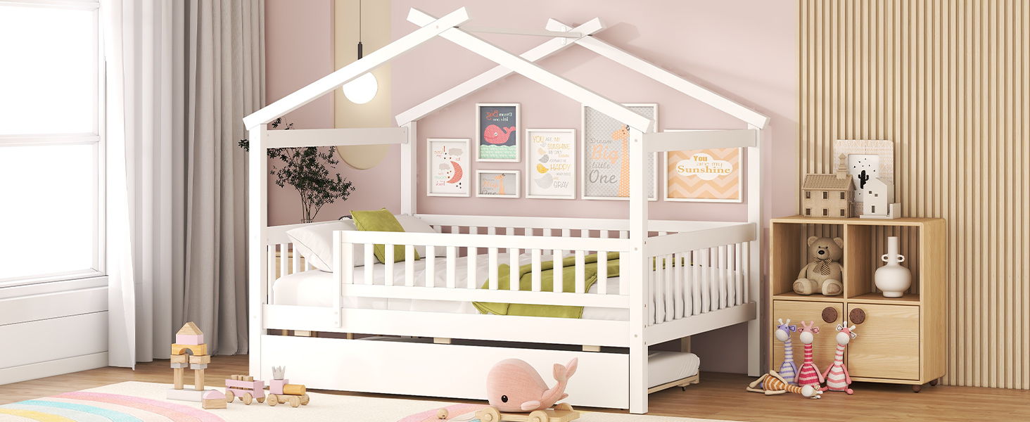 Creativity House Bed With Twin Size Trundle