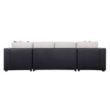 Merill - Sectional Sofa - Beige Fabric & Black PU