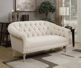 Billie - Upholstered Rolled Arm Tufted Loveseat - Natural