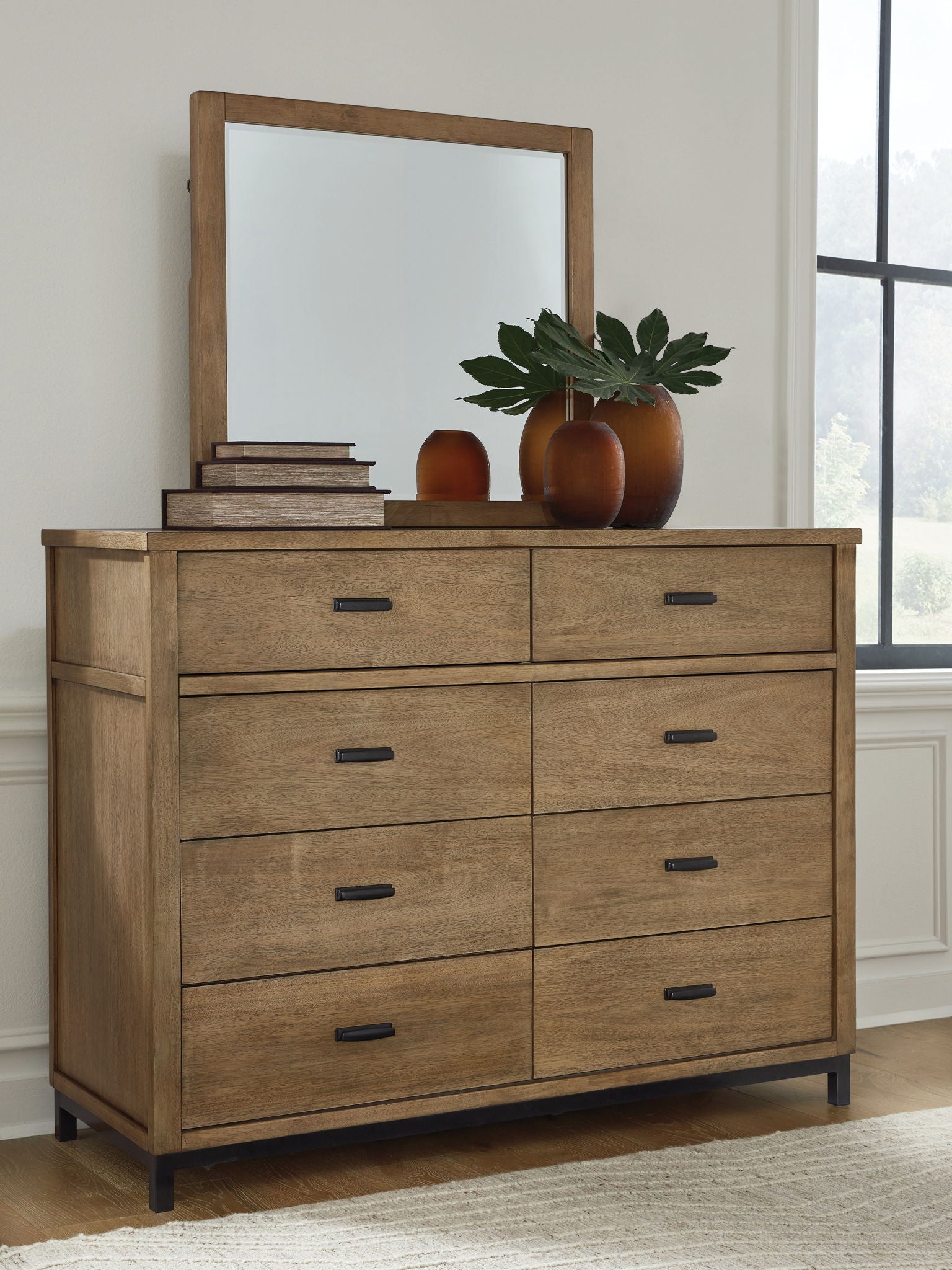 Tomtyn - Dresser And Mirror - Light Brown
