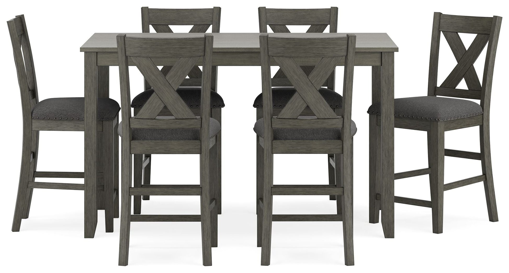 Signature Design by Ashley® Caitbrook - Gray - Rect Drm Counter Table Set (Set of 7) | Meri Furniture